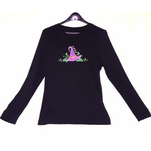 💎Halloween Graphic Tee Black Witch Hat Patchwork Size Juniors Large 12/14